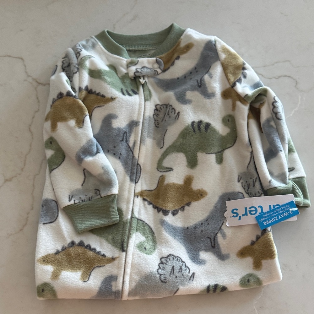 Carter's Dinosaur Print Footie - Green, Gray, and Brown